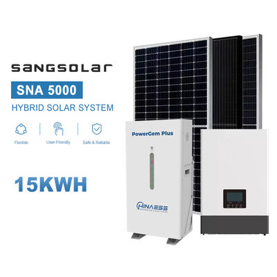 SANG Mặt trời Inverter 5kw 10kw 15kw Với 15kwh Lithium pin lưới Photovoltaic hệ thống tấm pin mặt trời